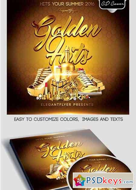 Golden Hits CD Cover PSD Template