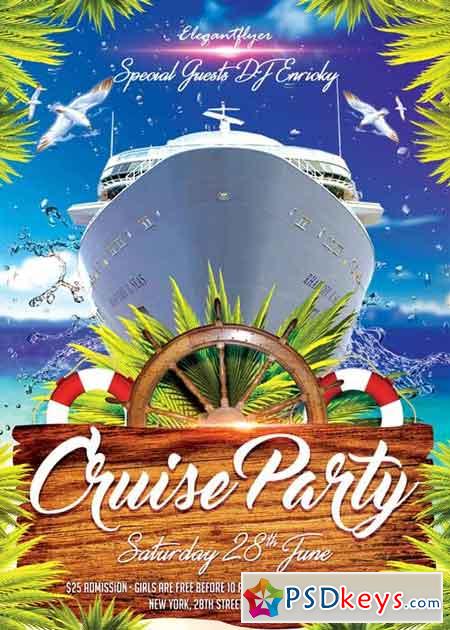 Cruise Party V01 Flyer PSD Template + Facebook Cover