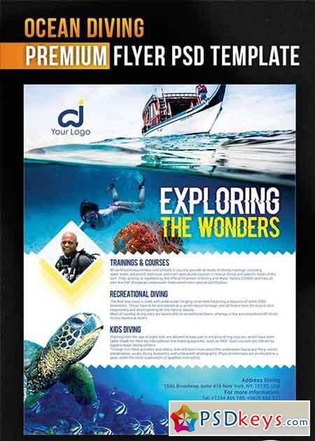 Ocean Diving V1 Flyer PSD Template + Facebook Cover