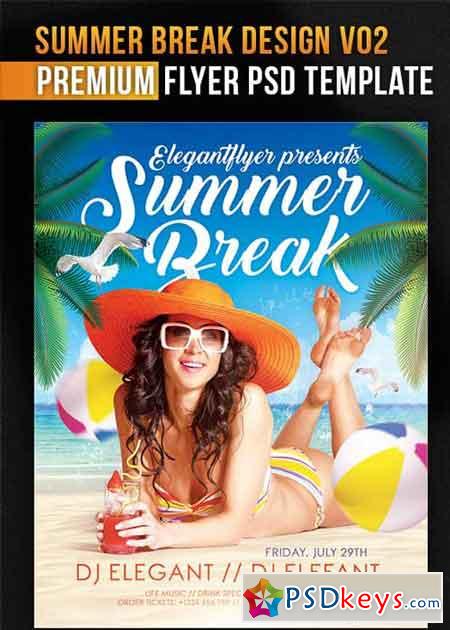 Summer Break Design V02 Flyer PSD Template + Facebook Cover