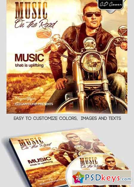 Music on the Road CD Cover PSD Template