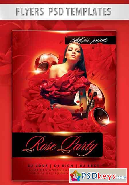 Rose Party PSD Template + Facebook Cover