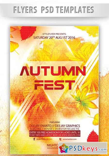 Autumn Fest Flyer PSD Template + Facebook Cover