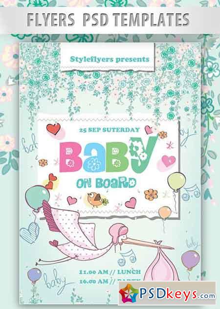 Baby on Board Flyer PSD Template + Facebook Cover