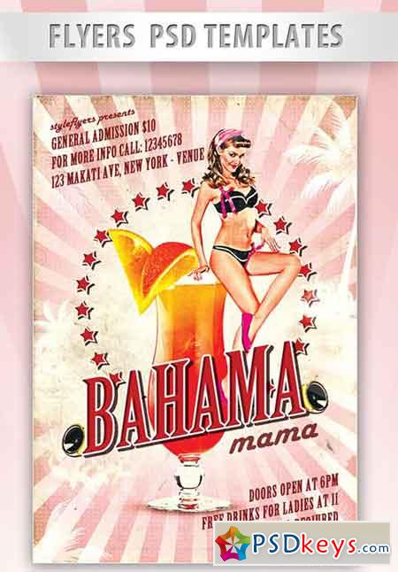 Bahama Mama Flyer PSD Template + Facebook Cover