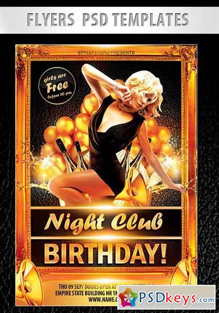 Night Club Birthday! Flyer PSD Template + Facebook Cover