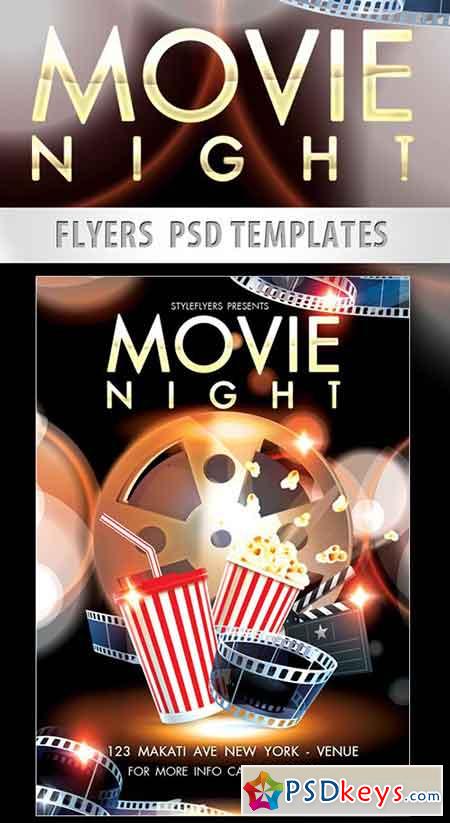 Movie Night Flyer PSD Template + Facebook Cover 3