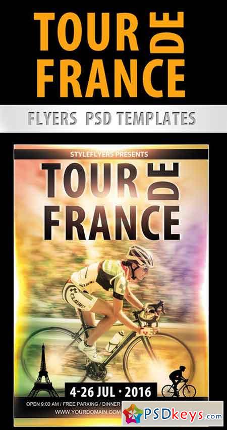 Tour de France Flyer PSD Template + Facebook Cover