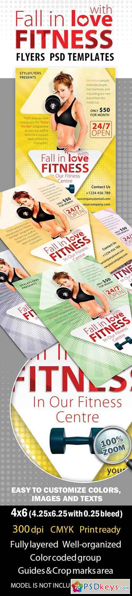 Fitness Love Flyer PSD Template + Facebook Cover