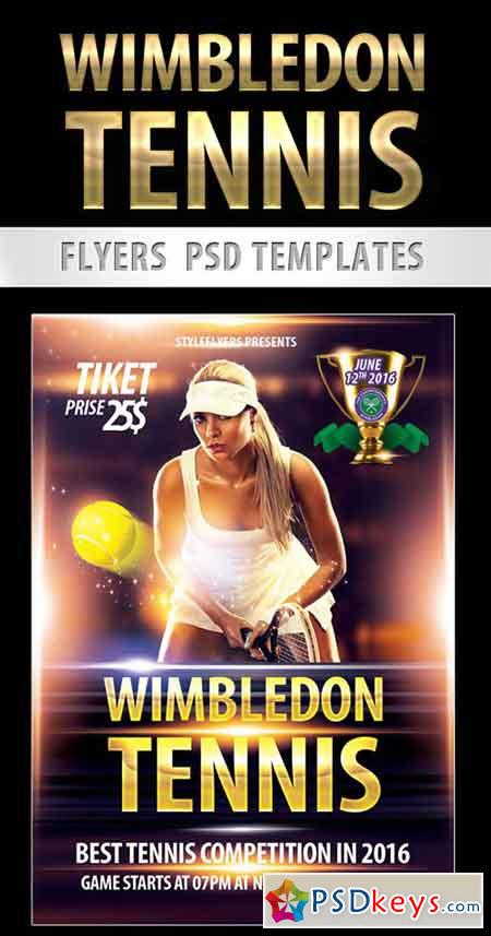 Wimbledon Tennis Championships Flyer PSD Template + Facebook Cover