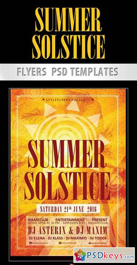 Summer Solstice Flyer PSD Template + Facebook Cover
