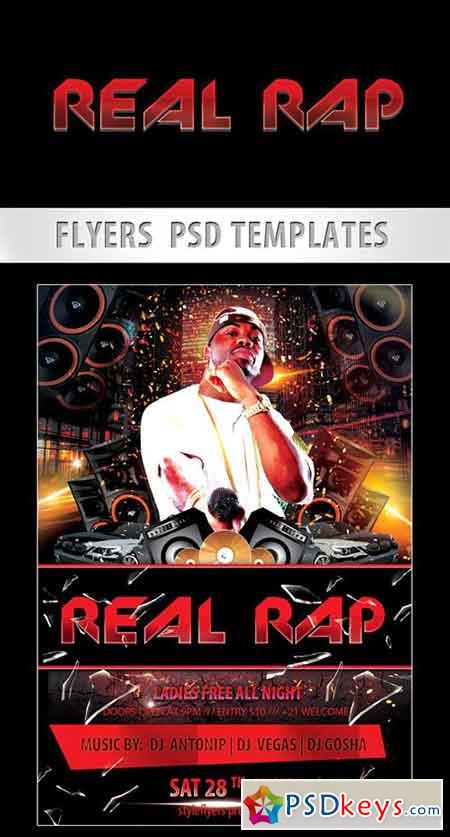 Real RAP Music Party Flyer PSD Template + Facebook Cover