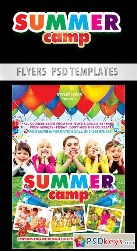 Kids Summer Camp Flyer PSD Template + Facebook Cover 3