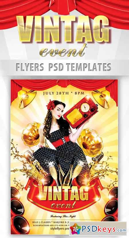 Vintage Event Flyer PSD Template + Facebook Cover