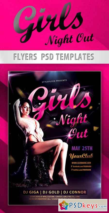Girls Night Out Party Flyer PSD Template + Facebook Cover 2