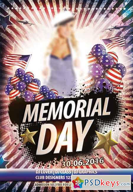 Memorial day Flyer PSD Template + Facebook Cover