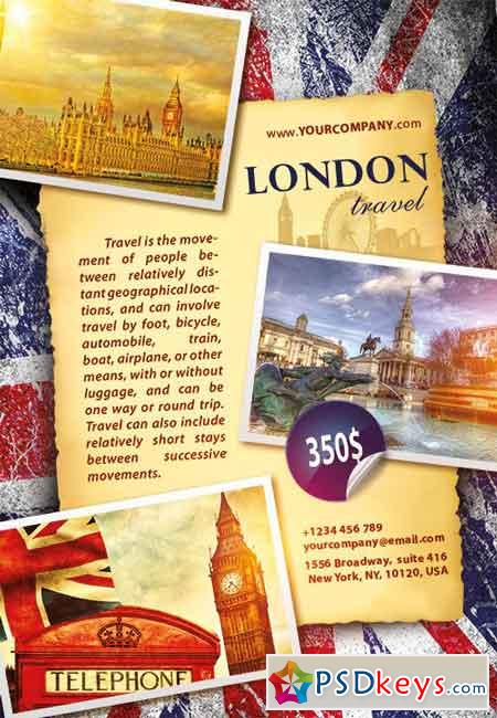 London travel Flyer PSD Template