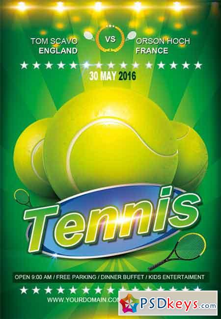 Tennis Flyer PSD Template + Facebook Cover