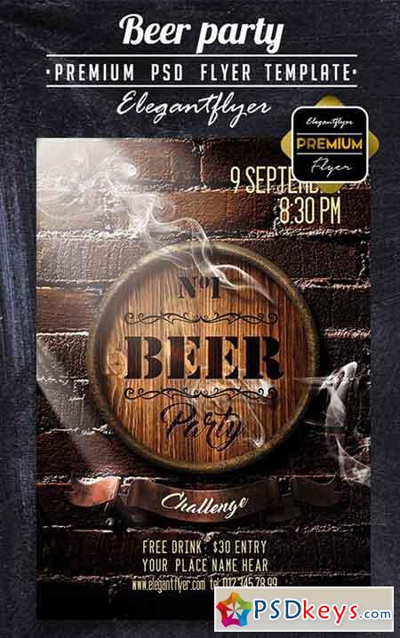 Beer Party Flyer PSD Template + Facebook Cover 2