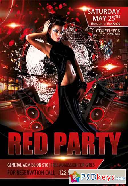 Red party Flyer PSD Template