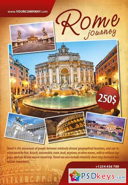Rome journey Flyer PSD Template » Free Download Photoshop Vector Stock