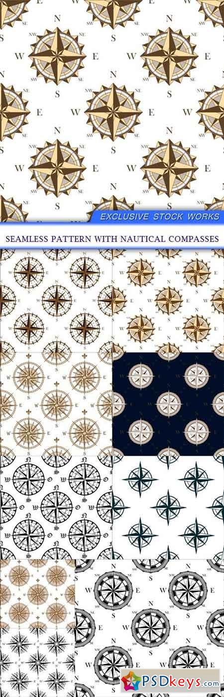 Seamless pattern with nautical compasses 9X EPS