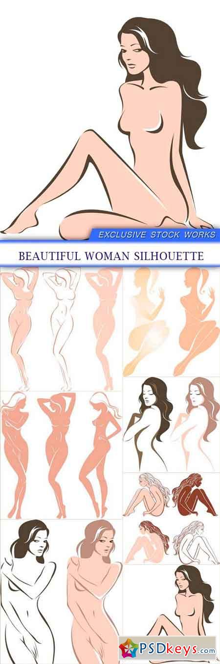 Beautiful woman silhouette 7X SVG