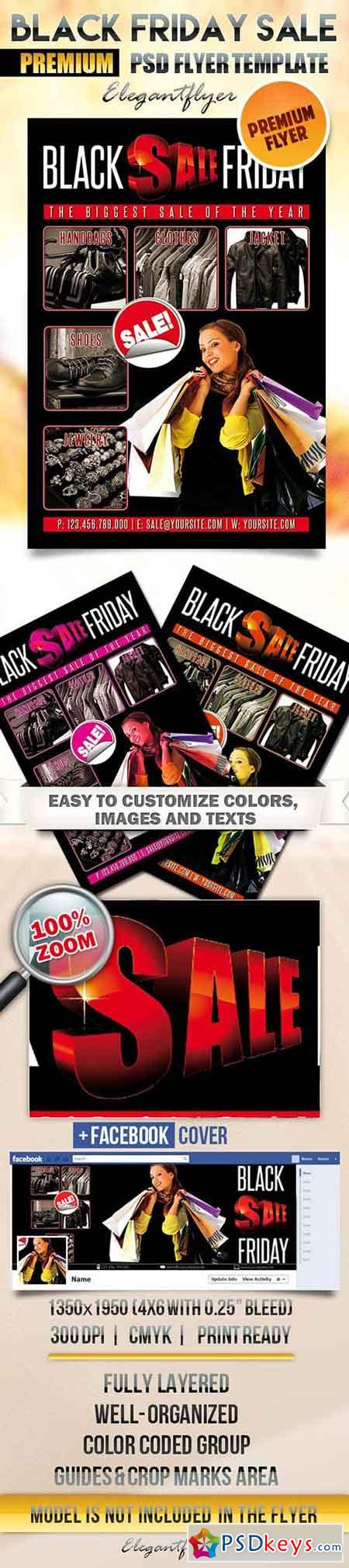 Black Friday Sale Flyer PSD Template + Facebook Cover