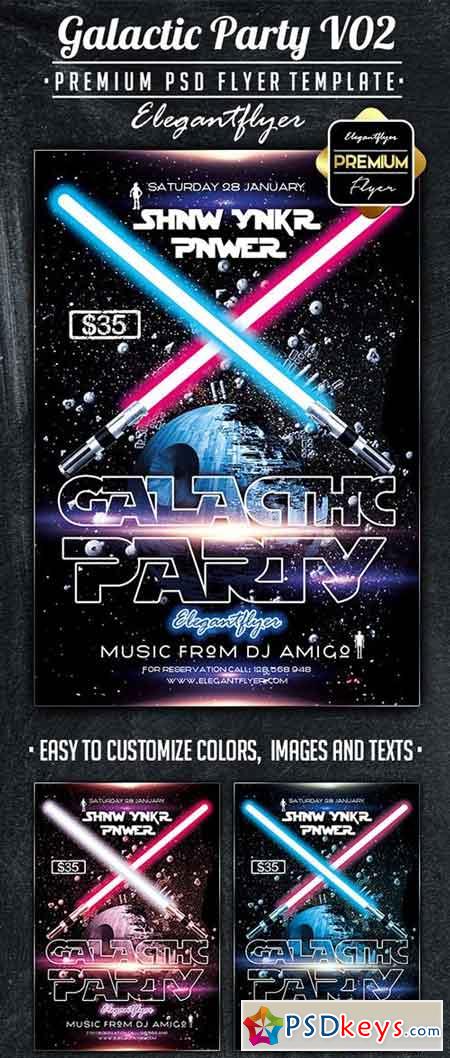 Galactic Party V02 Flyer PSD Template + Facebook Cover