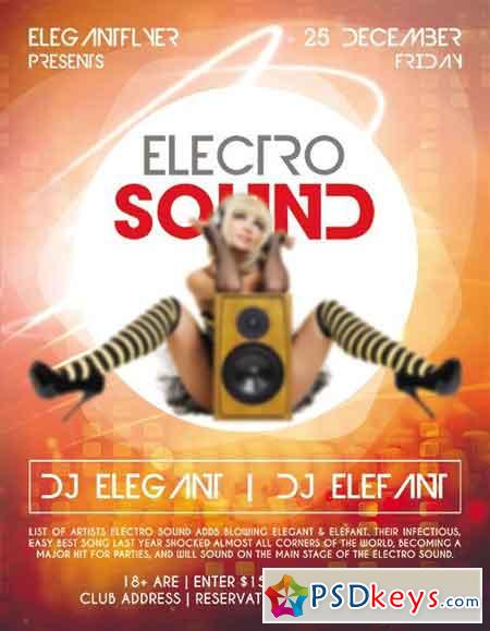 Electro Sounds Flyer PSD Template + Facebook Cover