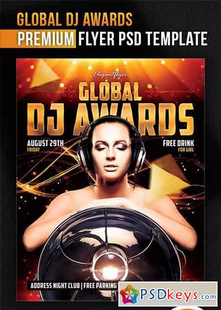 Global DJ Awards V1Flyer PSD Template + Facebook Cover
