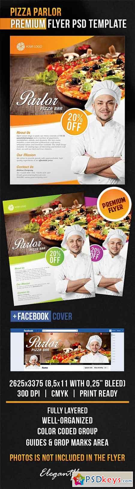 Pizza Parlor Flyer PSD Template + Facebook Cover