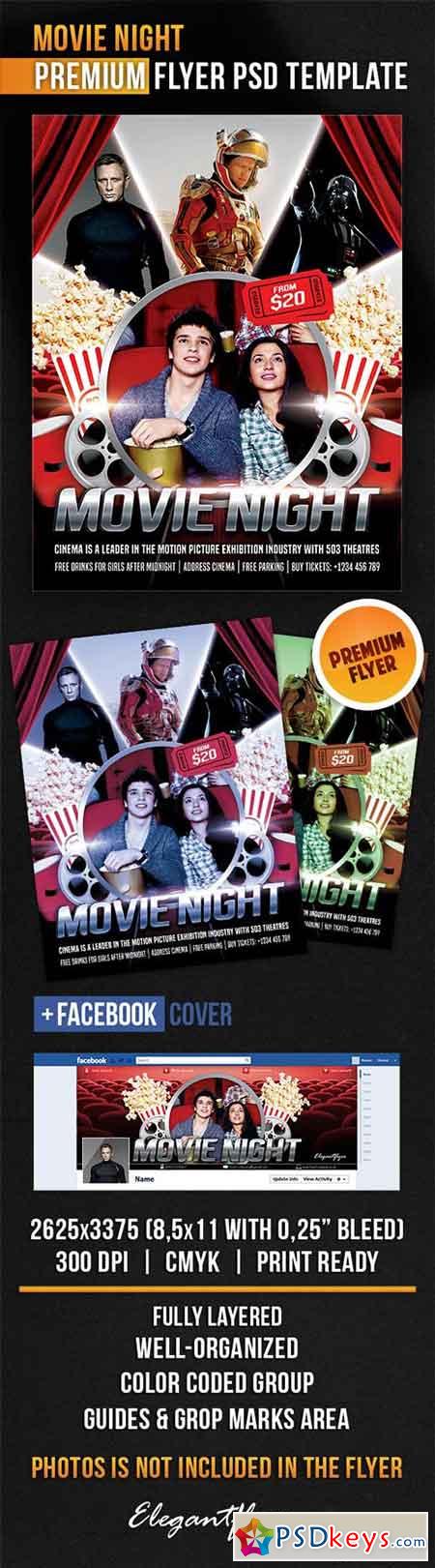 Movie Night Flyer PSD Template + Facebook Cover 4