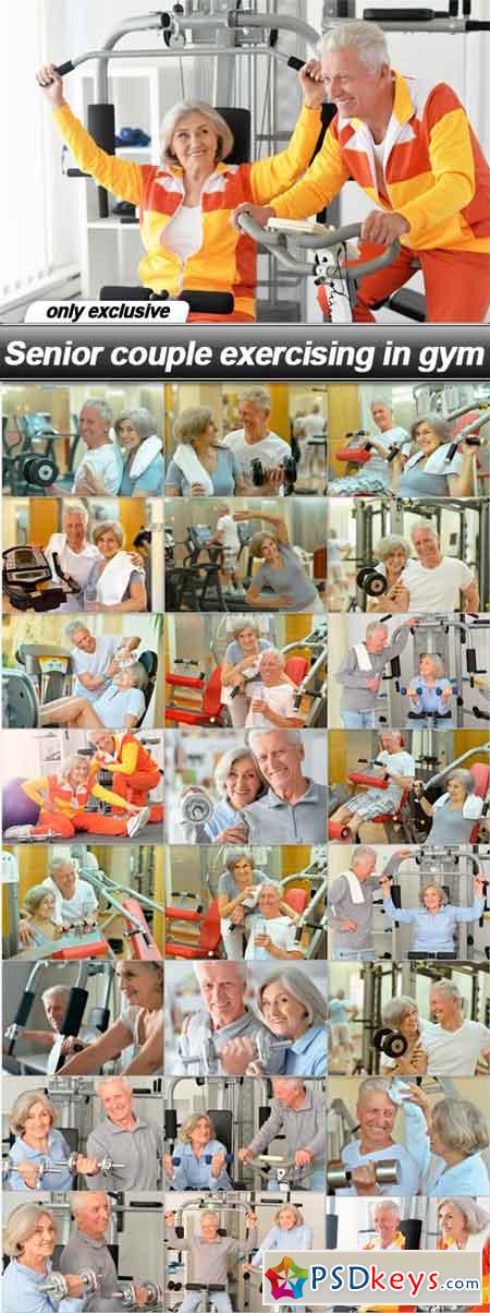 Senior couple exercising in gym - 25 UHQ JPEG