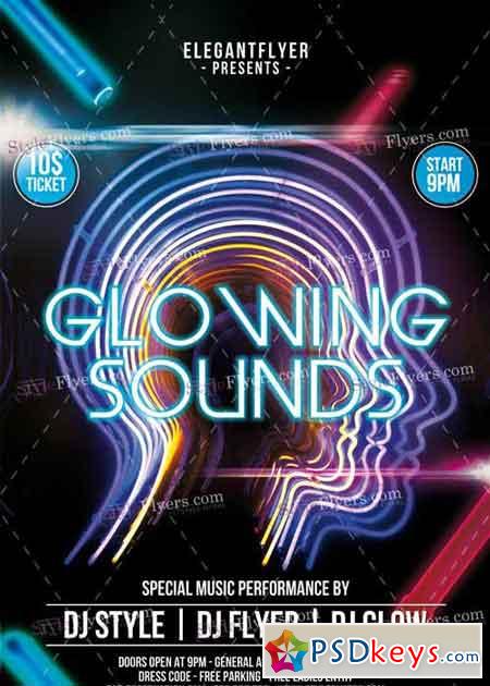 Glowing Sounds V1 PSD Flyer Template
