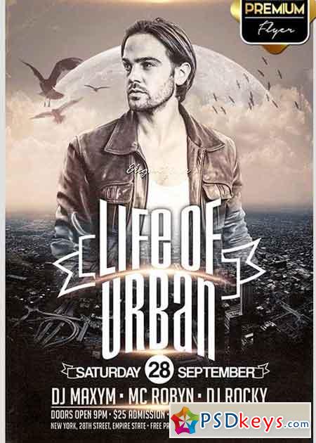 Life Of Urban Flyer PSD Template + Facebook Cover