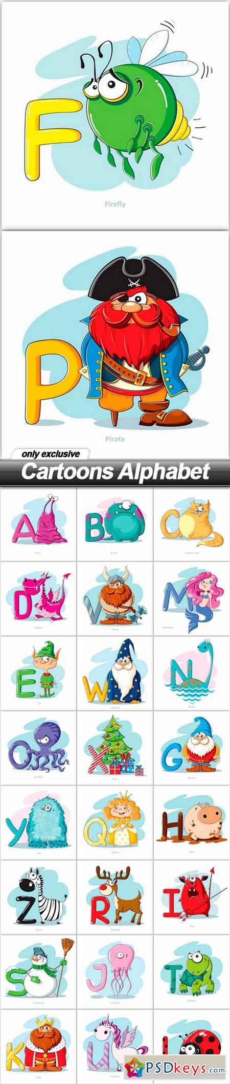 Cartoons Alphabet - 26 EPS