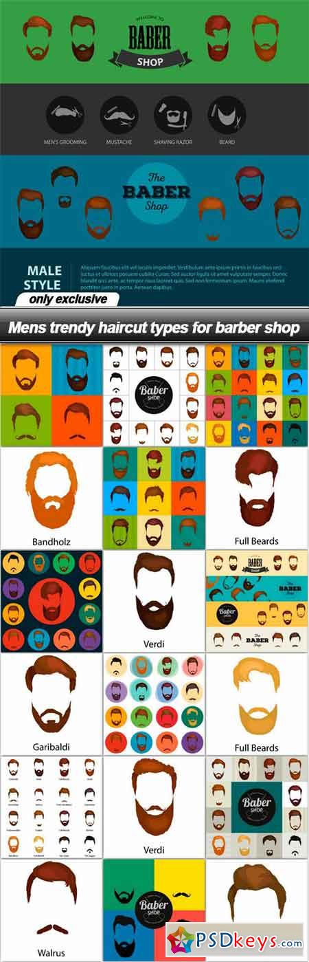 Mens trendy haircut types for barber shop - 34 EPS