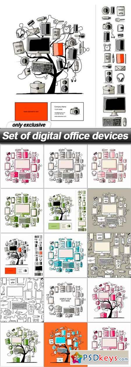 Set of digital office devices - 14 EPS