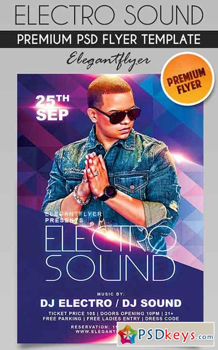 Electro Sound Party  Flyer PSD Template + Facebook Cover