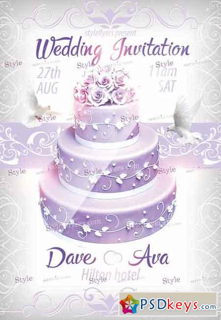 Wedding Invitatin PSD Flyer Template + Facebook Cover