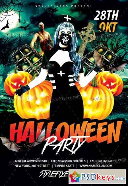 Halloween Party PSD Flyer Template + Facebook Cover