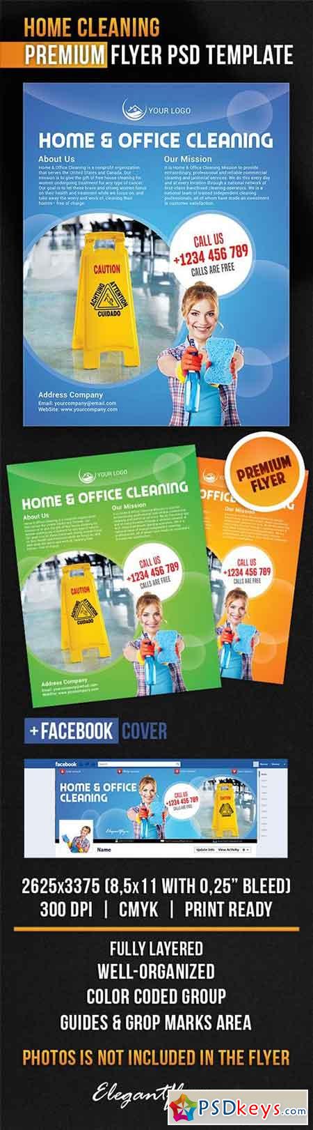 Home Cleaning Flyer PSD Template + Facebook Cover