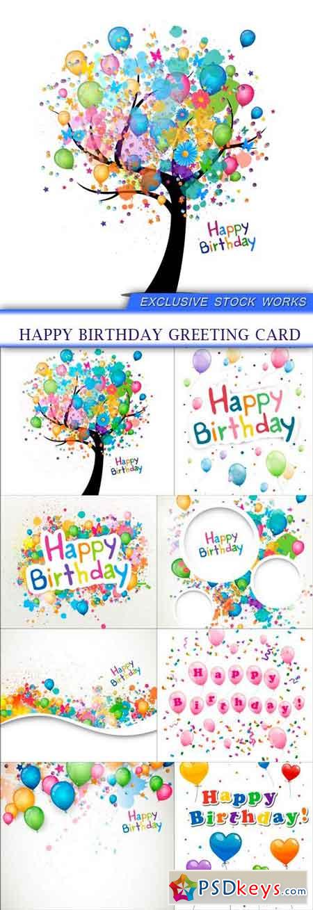 Happy Birthday Greeting Card 8X EPS
