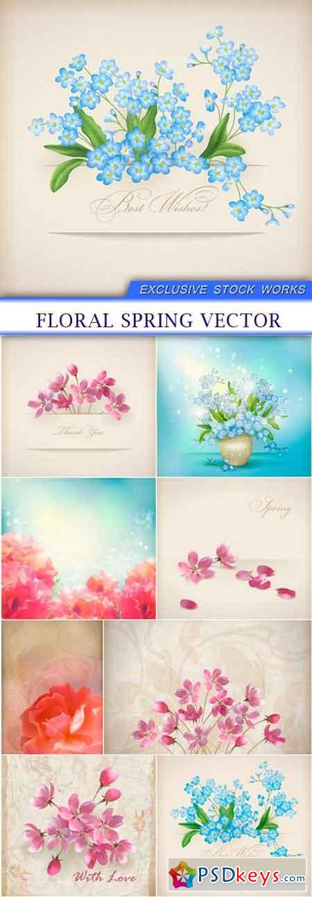Floral spring vector 8x EPS