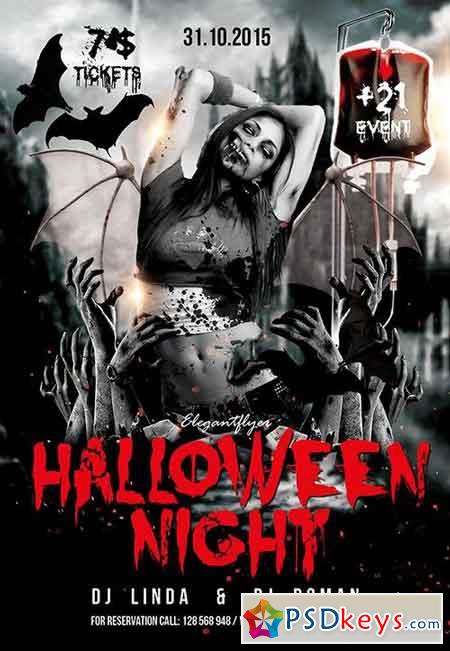 Halloween Night Flyer PSD Template + Facebook Cover 2