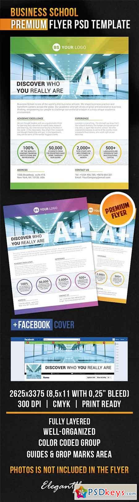 Business School Flyer PSD Template + Facebook Cover