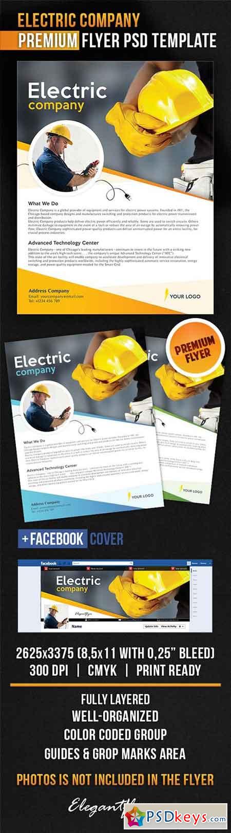Electric Company Flyer PSD Template + Facebook Cover