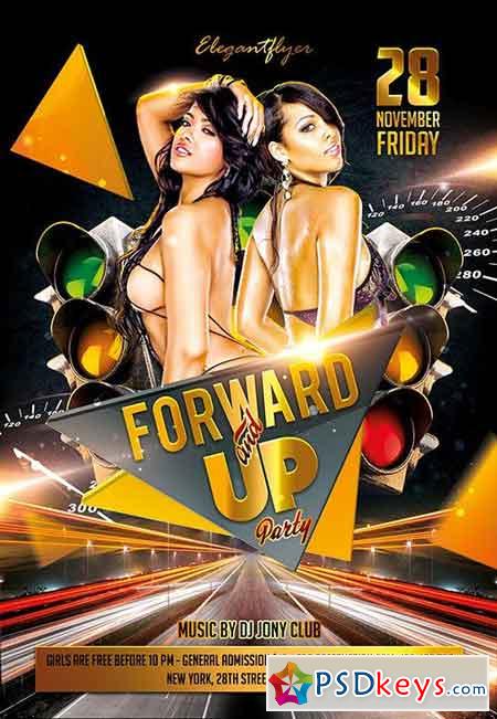 Forward and up Party Flyer PSD Template + Facebook Cover