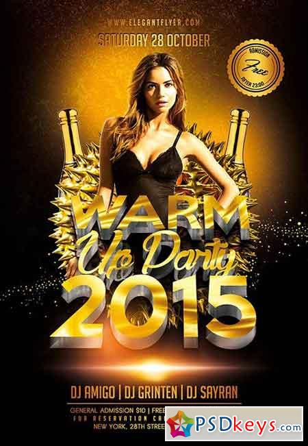 Warm Up Party Flyer PSD Template + Facebook Cover